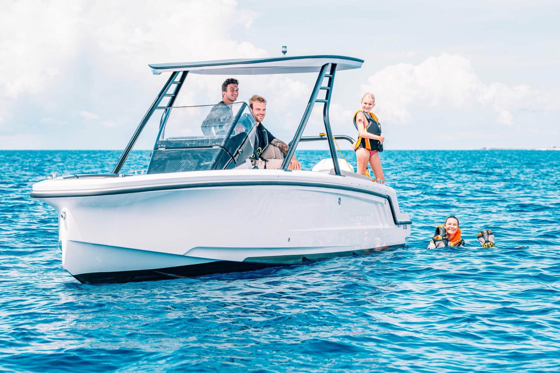 Members aboard the club's Sea Ray off Bonaire