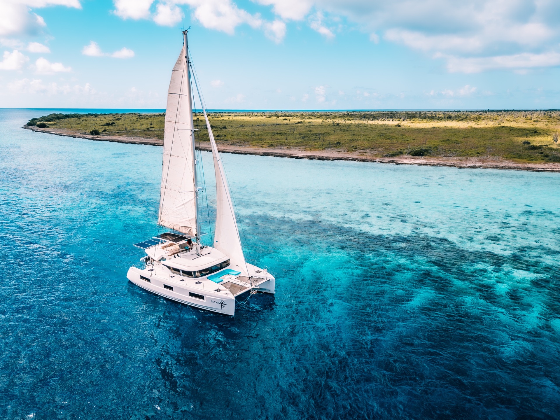 Catamaran under sail off Bonaire