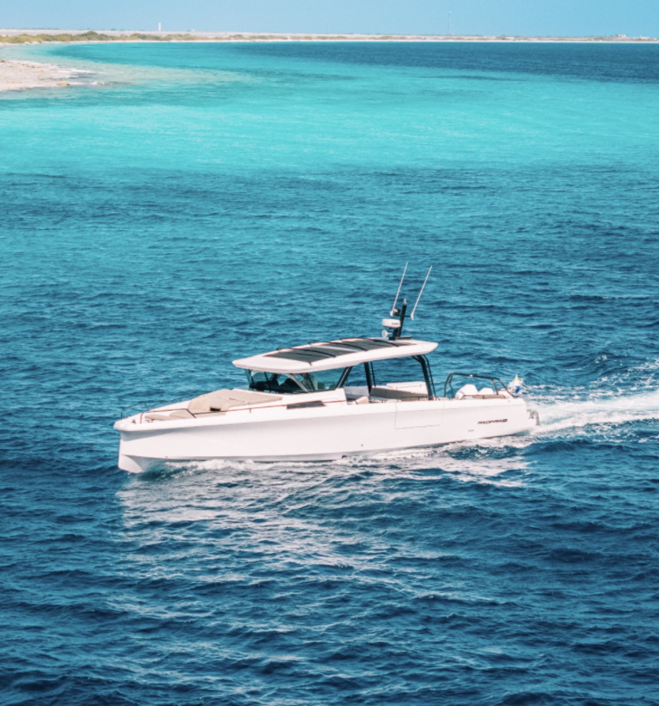 Axopar 45 cruising the Bonaire coastline