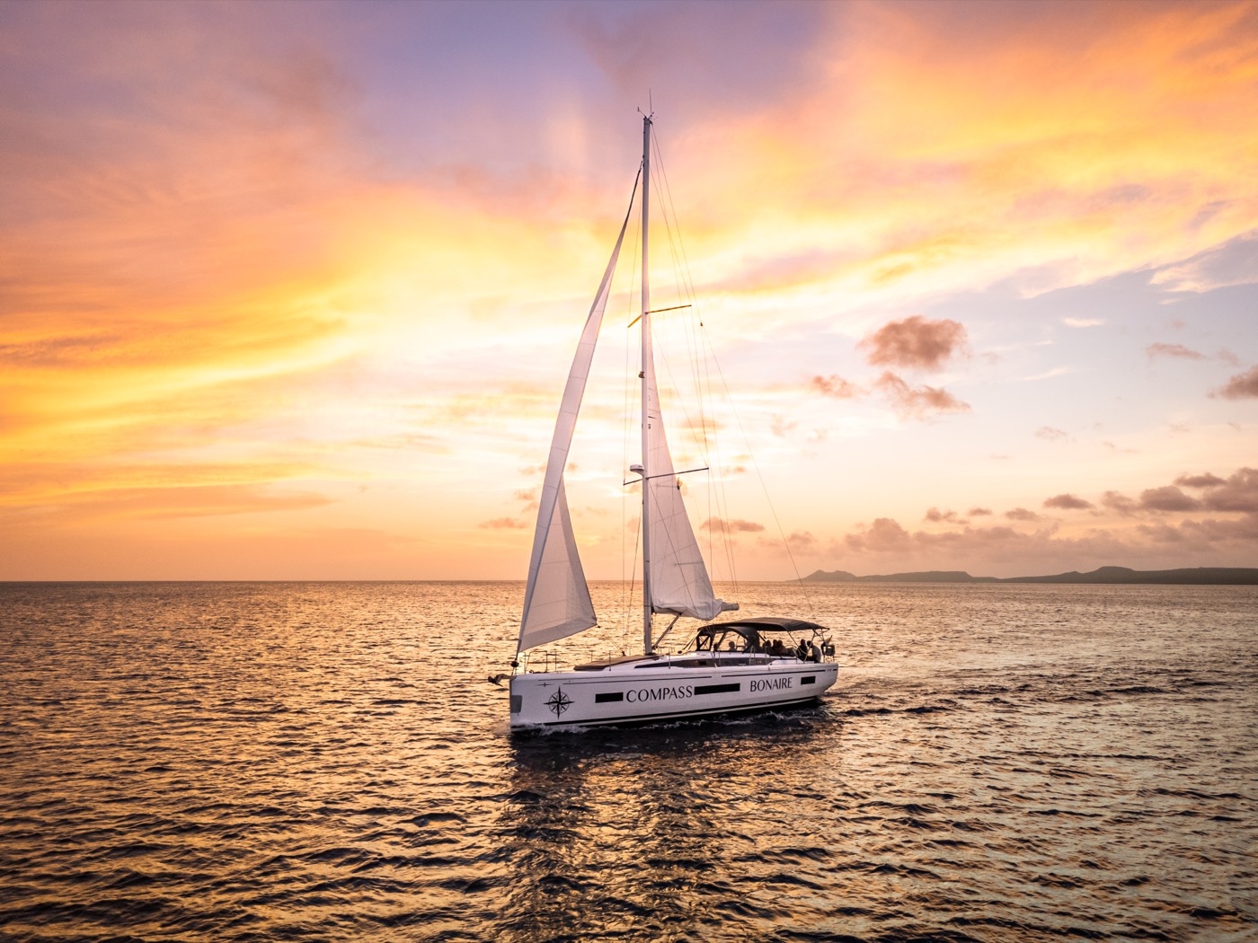 Sunset aperitivo cruise aboard the Compass monohull